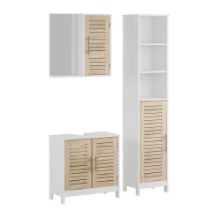 Badmöbel-Set Looma Weiß/Eiche 3 Teile Vicco