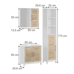 Badmöbel-Set Looma Weiß/Eiche 3 Teile Vicco