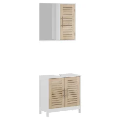 Badmöbel-Set Looma Weiß/Eiche 2 Teile Vicco