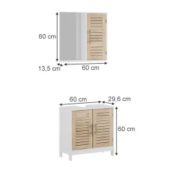 Badmöbel-Set Looma Weiß/Eiche 2 Teile Vicco