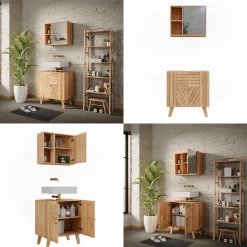 Badmöbel-Set Lucie Bambus 2 Teile Vicco