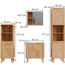 Badmöbel-Set Lucie Bambus 4 Teile, mit Midischrank und Hochschrank Vicco