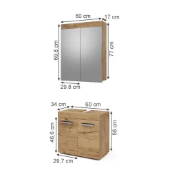 Badmöbel-Set Luna Eiche Wotan 2 Teile Vicco