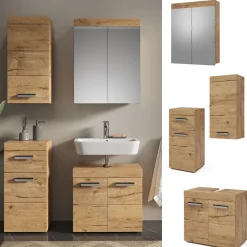 Badmöbel-Set Luna Eiche Wotan 4 Teile, mit Hängeschrank Vicco