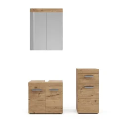Badmöbel-Set Luna Eiche Wotan 3 Teile, mit Midischrank Vicco