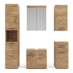 Badmöbel-Set Luna Eiche Wotan 5 Teile Vicco