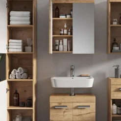 Badmöbel-Set Luna Eiche Wotan 5 Teile Vicco