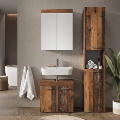 Badmöbel-Set Luna Oldstyle 3 Teile, mit Hochschrank Vicco