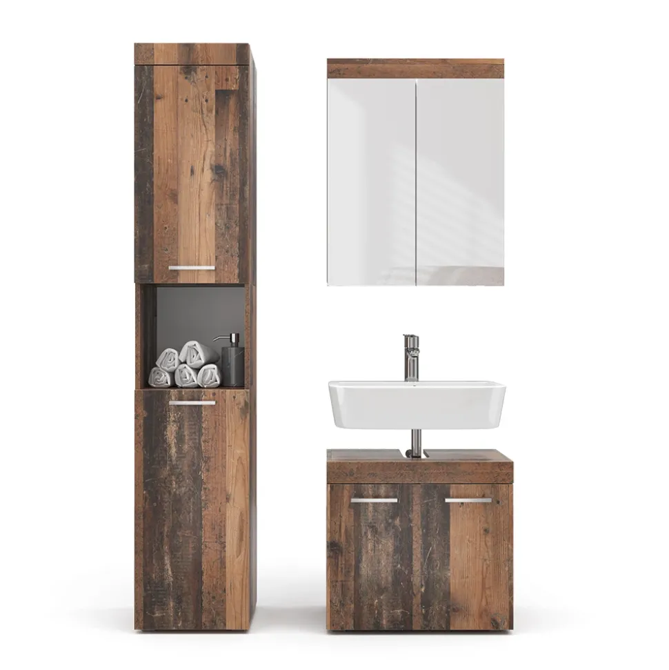 Badmöbel-Set Luna Oldstyle 3 Teile, mit Hochschrank Vicco