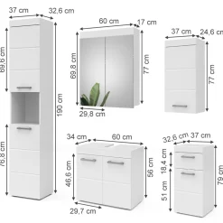 Badmöbel-Set Luna Weiß 5 Teile Vicco