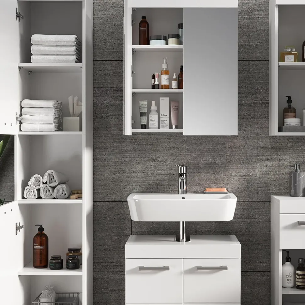 Badmöbel-Set Luna Weiß 5 Teile Vicco