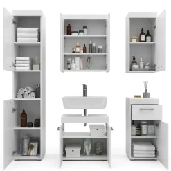 Badmöbel-Set Luna Weiß 5 Teile Vicco