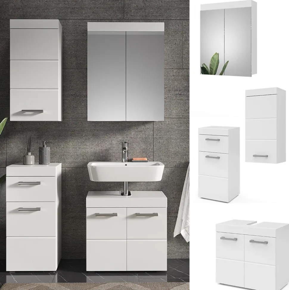 Badmöbel-Set Luna Weiß 4 Teile Vicco