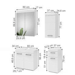 Badmöbel-Set Luna Weiß 4 Teile Vicco