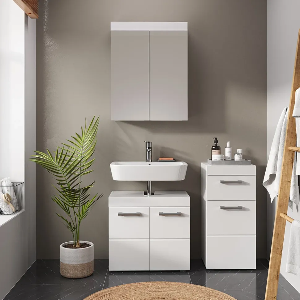 Badmöbel-Set Luna Weiß 3 Teile Vicco