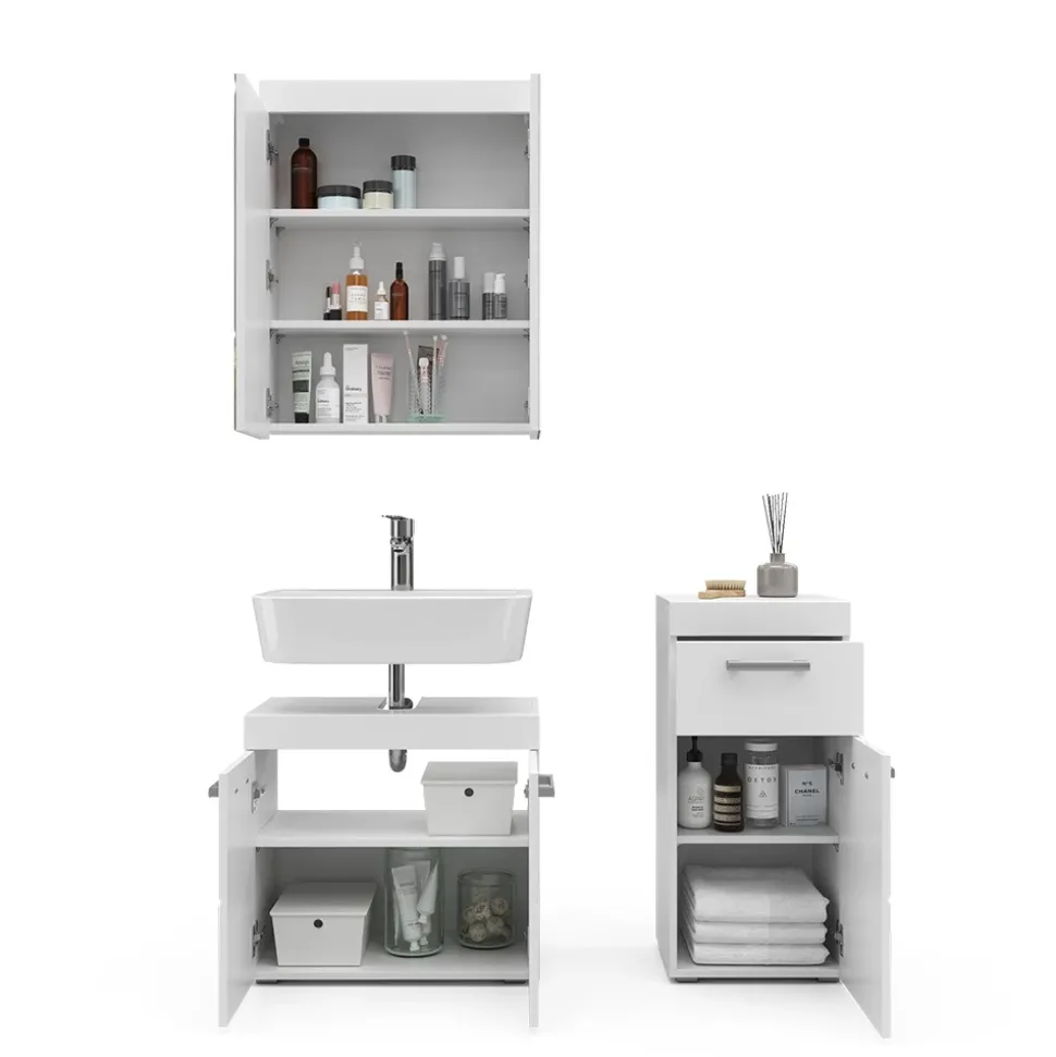 Badmöbel-Set Luna Weiß 3 Teile Vicco