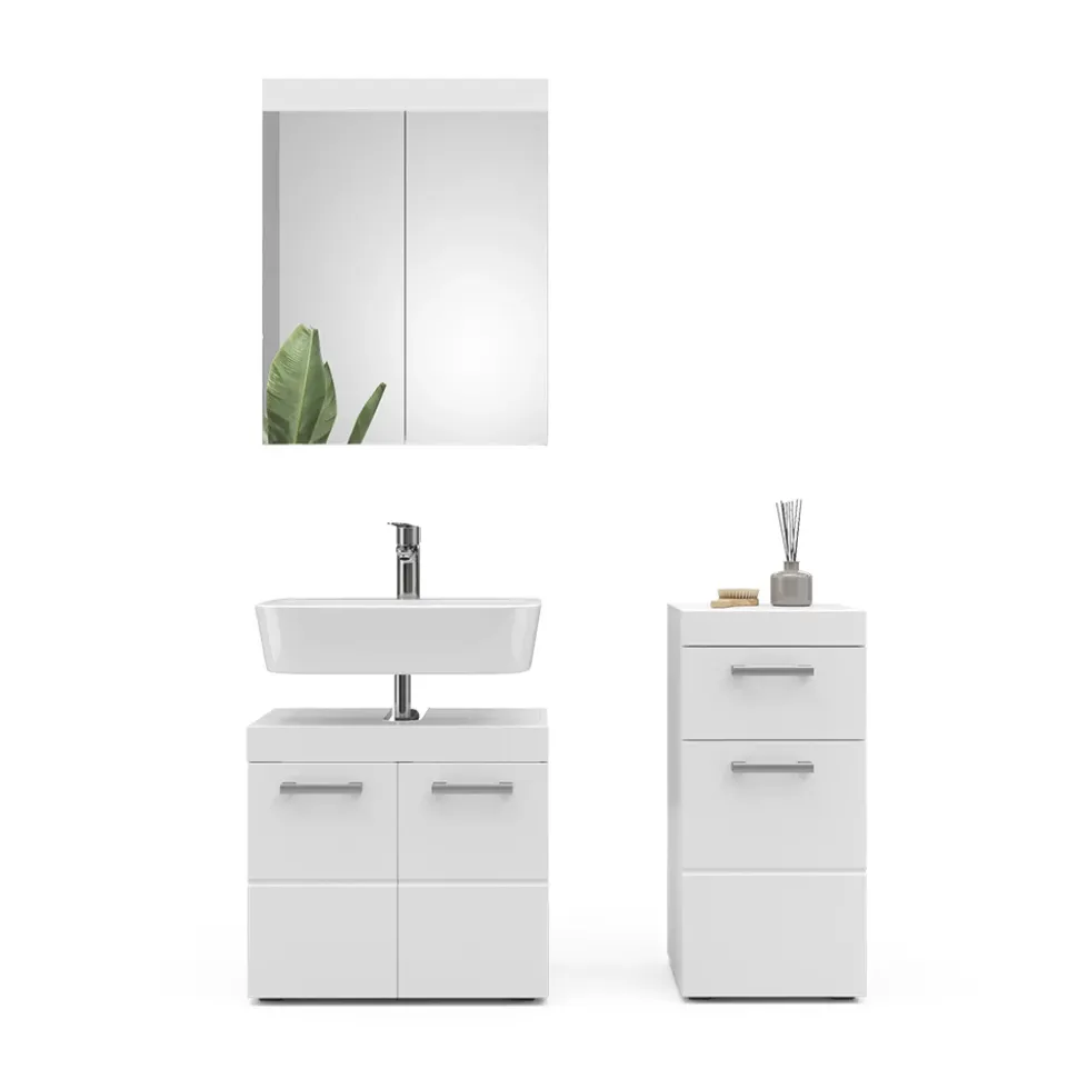 Badmöbel-Set Luna Weiß 3 Teile Vicco