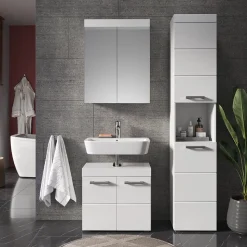 Badmöbel-Set Luna Weiß 3 Teile, mit Hochschrank Vicco