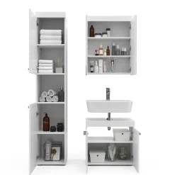 Badmöbel-Set Luna Weiß 3 Teile, mit Hochschrank Vicco
