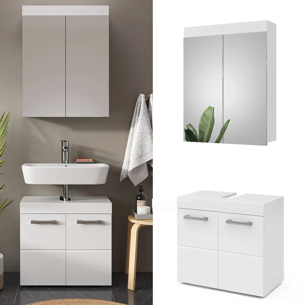 Badmöbel-Set Luna Weiß 2 Teile Vicco