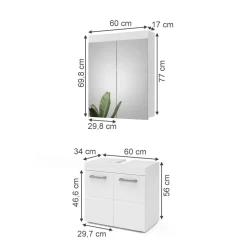 Badmöbel-Set Luna Weiß 2 Teile Vicco