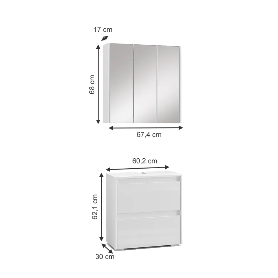 Badmöbel-Set Majest Weiß 2 Teile Vicco