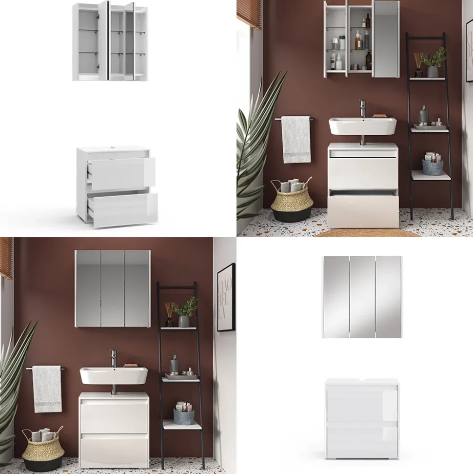 Badmöbel-Set Majest Weiß 2 Teile Vicco