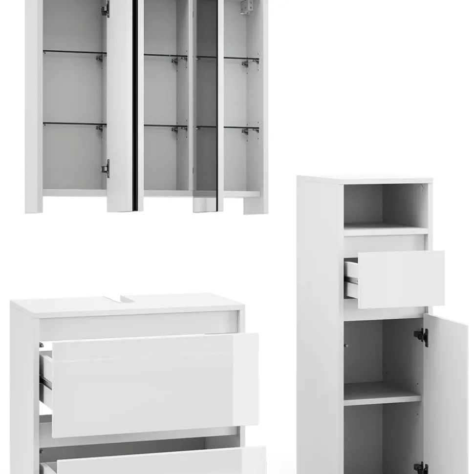 Badmöbel-Set Majest Weiß 3 Teile Vicco