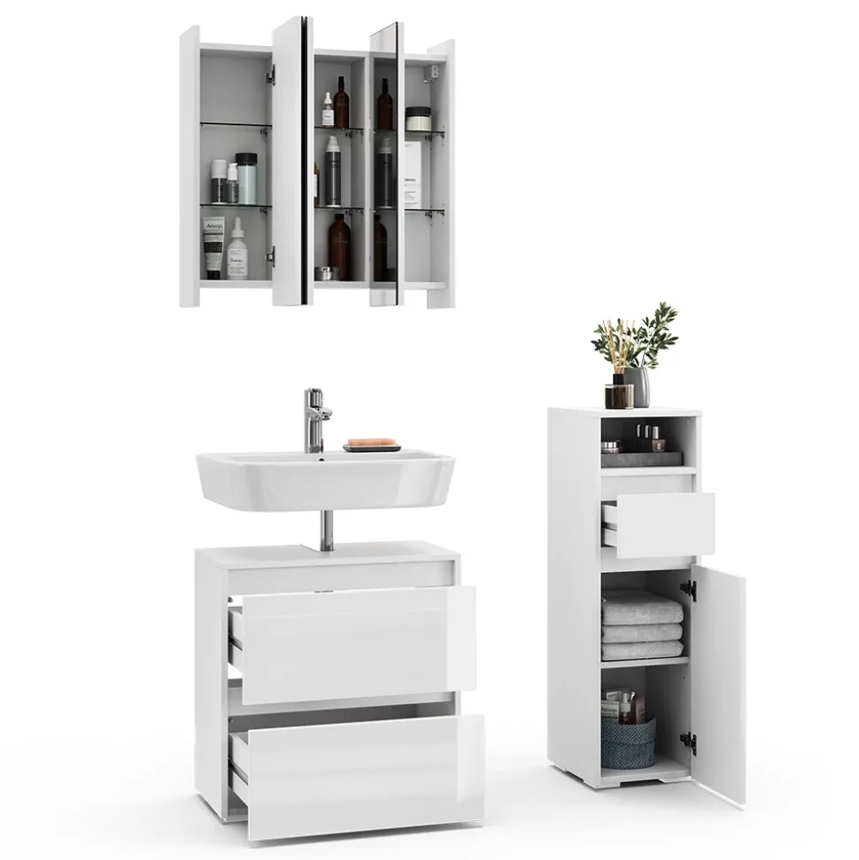 Badmöbel-Set Majest Weiß 3 Teile Vicco