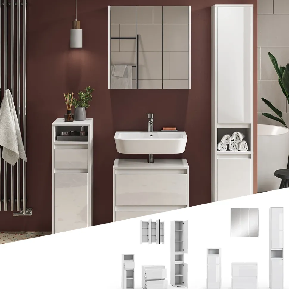 Badmöbel-Set Majest Weiß 4 Teile Vicco