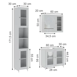 Badmöbel-Set Malte Weiß 3 Teile mit Hochschrank Vicco