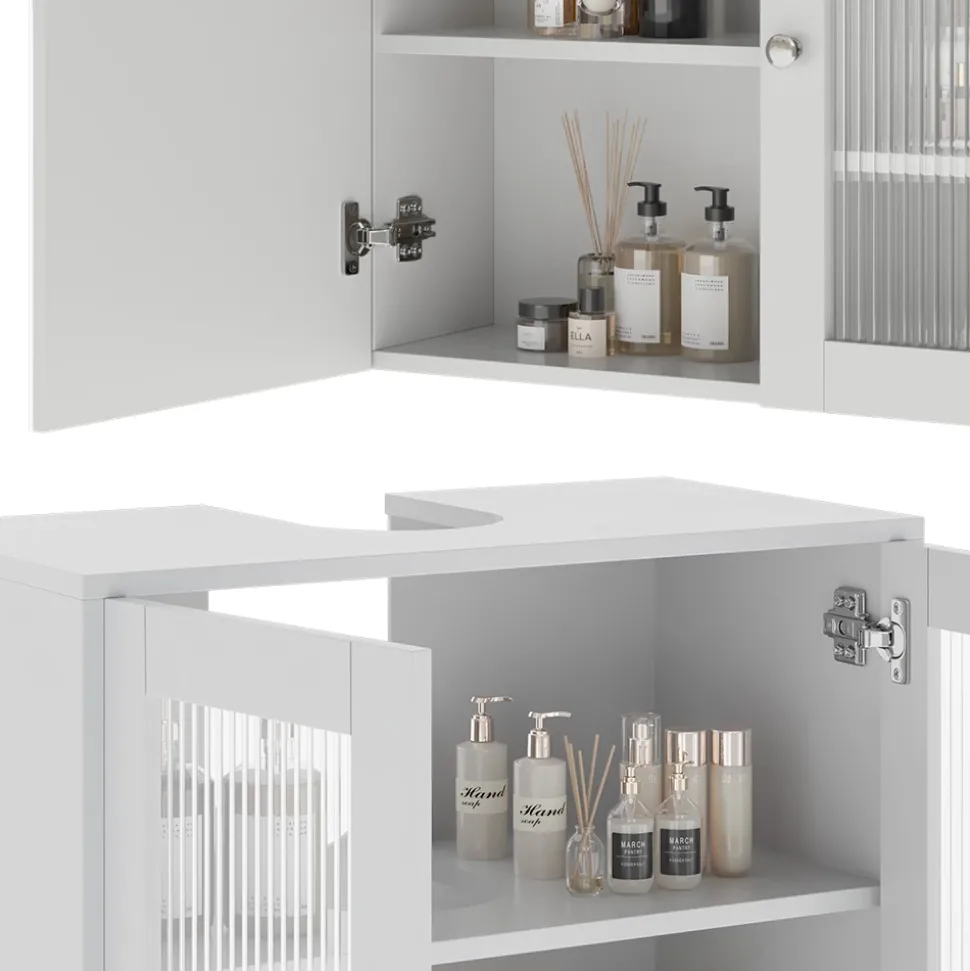 Badmöbel-Set Malte Weiß 3 Teile mit Hochschrank Vicco