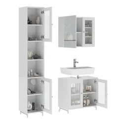 Badmöbel-Set Malte Weiß 3 Teile mit Hochschrank Vicco