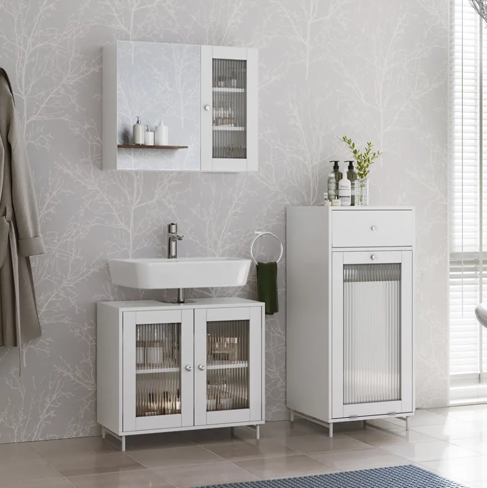 Badmöbel-Set Malte Weiß 3 Teile Vicco