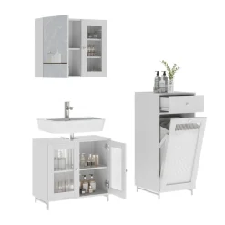 Badmöbel-Set Malte Weiß 3 Teile Vicco