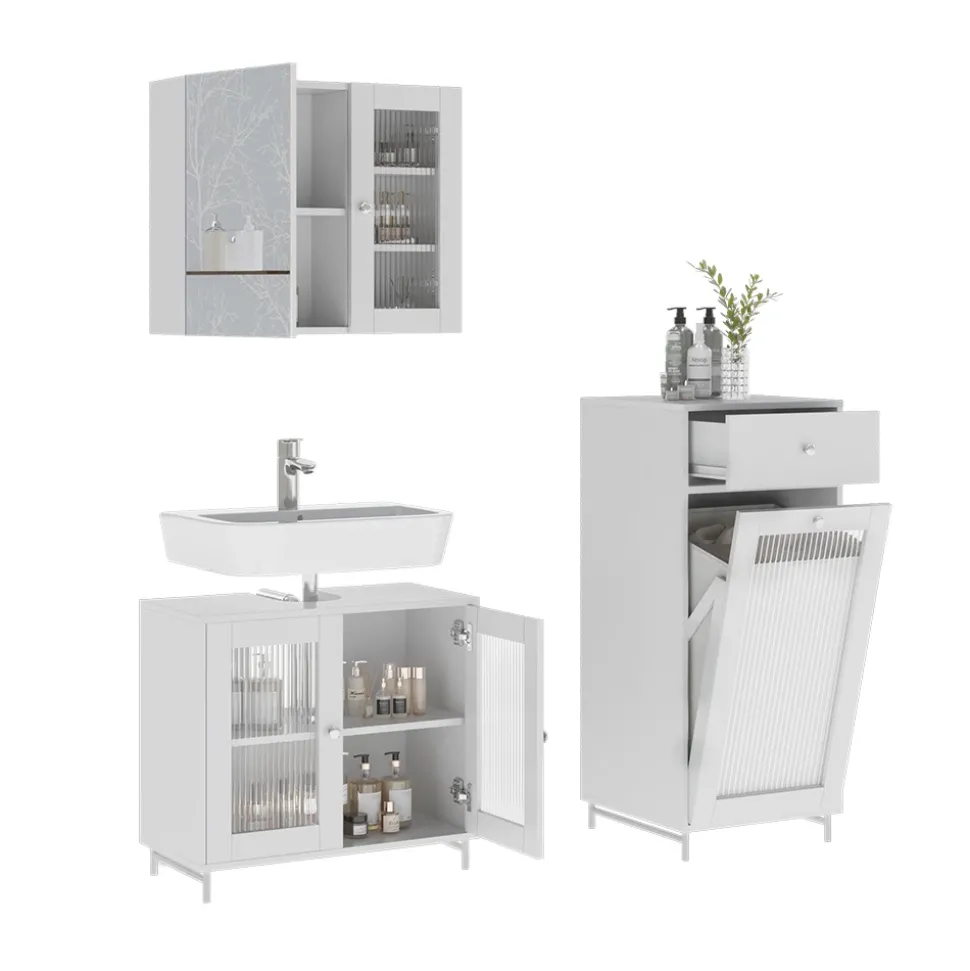 Badmöbel-Set Malte Weiß 3 Teile Vicco