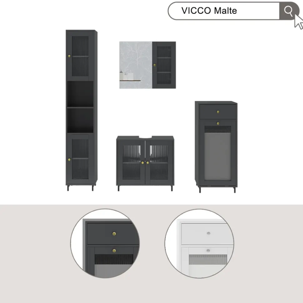 Badmöbel-Set Malte Weiß 3 Teile Vicco
