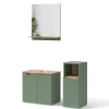 Badmöbel-Set Marelle Grün/Artisan 3 Teile, mit Midischrank Vicco