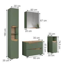 Badmöbel-Set Marelle Grün/Artisan 4 Teile Vicco