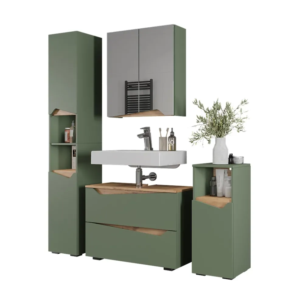 Badmöbel-Set Marelle Grün/Artisan 4 Teile Vicco