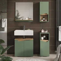 Badmöbel-Set Marelle Grün/Artisan 4 Teile Vicco