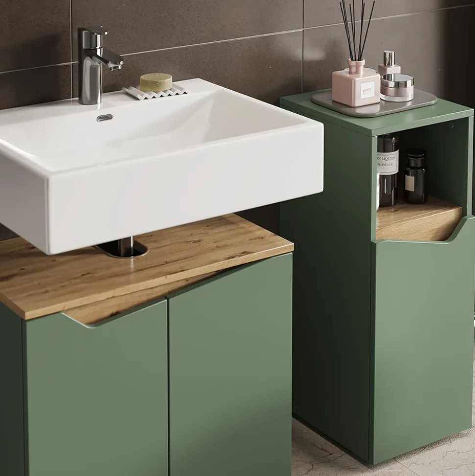 Badmöbel-Set Marelle Grün/Artisan 4 Teile Vicco