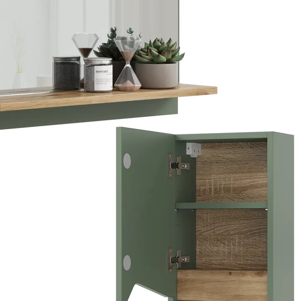 Badmöbel-Set Marelle Grün/Artisan 4 Teile Vicco