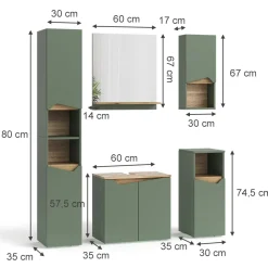 Badmöbel-Set Marelle Grün/Artisan 5 Teile Vicco