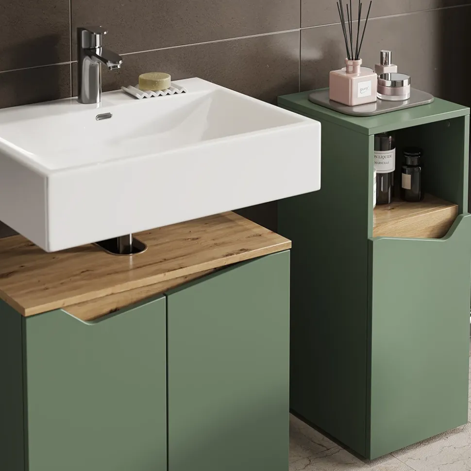 Badmöbel-Set Marelle Grün/Artisan 5 Teile Vicco