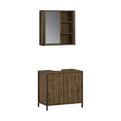 Badmöbel-Set Naola Eiche/Schwarz 2 Teile Vicco