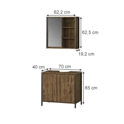 Badmöbel-Set Naola Eiche/Schwarz 2 Teile Vicco