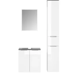 Badmöbel-Set Otis Weiß 3 Teile, mit Hochschrank Vicco