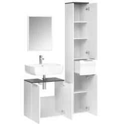 Badmöbel-Set Otis Weiß 3 Teile, mit Hochschrank Vicco
