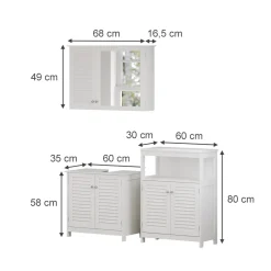 Badmöbel-Set Riad Weiß 3 Teile, Option 6 Vicco